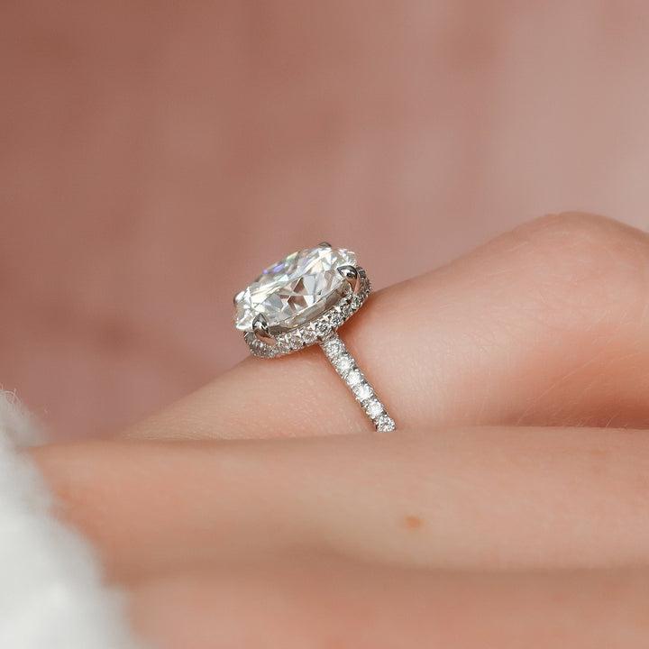 The Ayden Round Lab Diamond Moissanite Engagement Ring *Shown with 3 ct #material_white