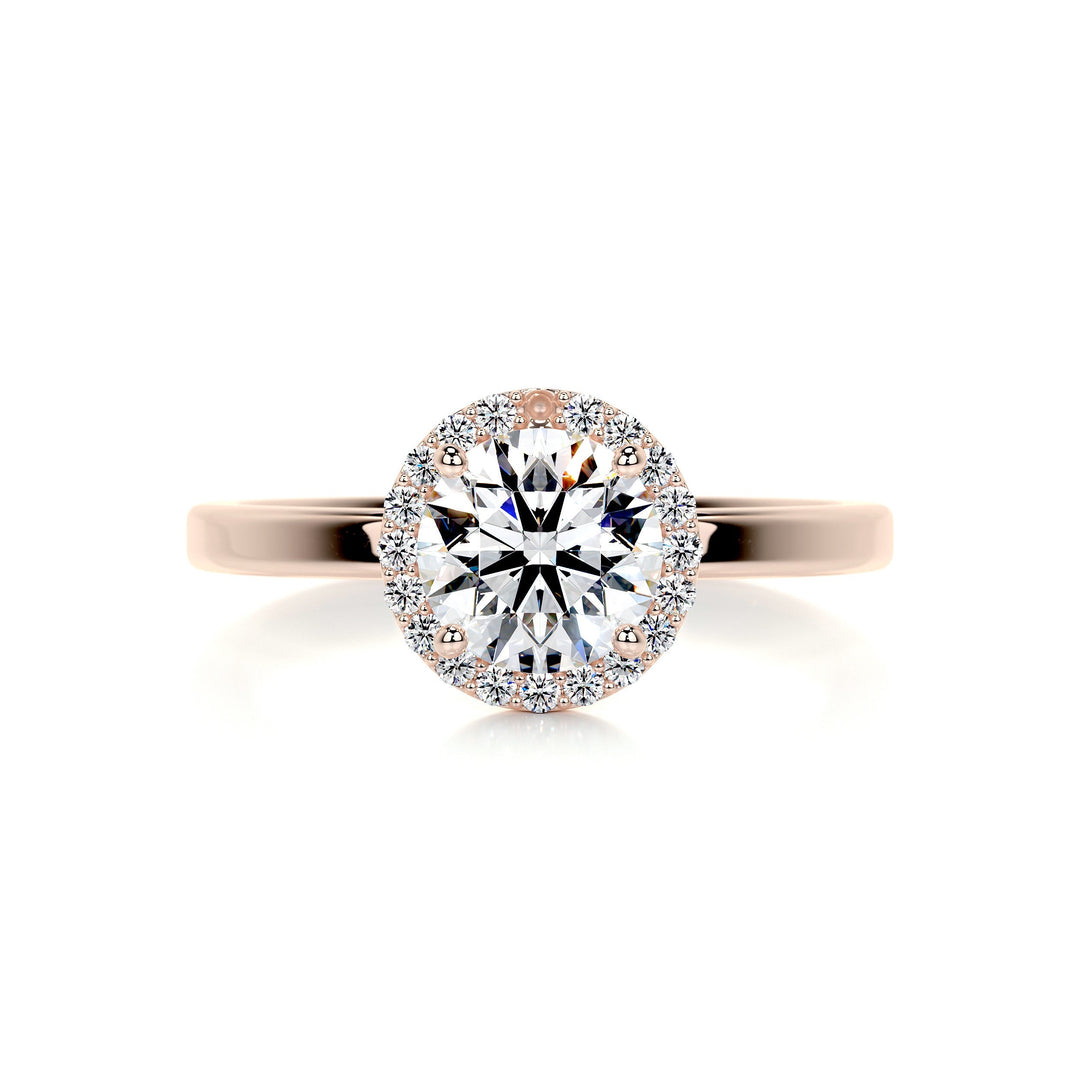 The Ayla Moissanite & Diamonds Ring Moissanite 14K Rose 1 Carat Round#material_14k-rose