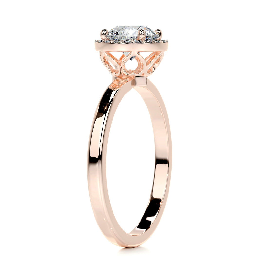 The Ayla Moissanite & Diamonds Ring Moissanite 14K Rose 2 Carat Round#material_14k-rose