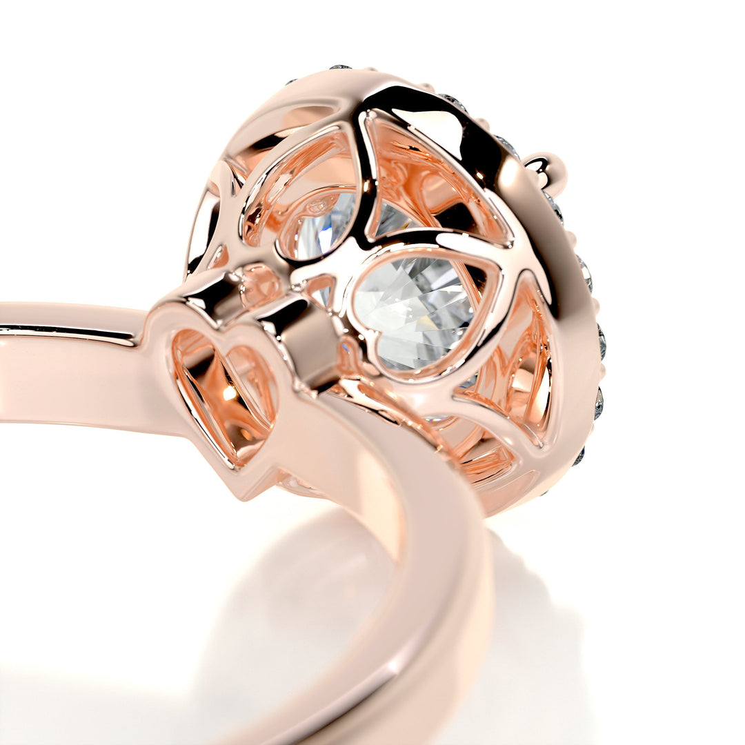 The Ayla Moissanite & Diamonds Ring Moissanite 14K Rose 2.5 Carat Round#material_14k-rose