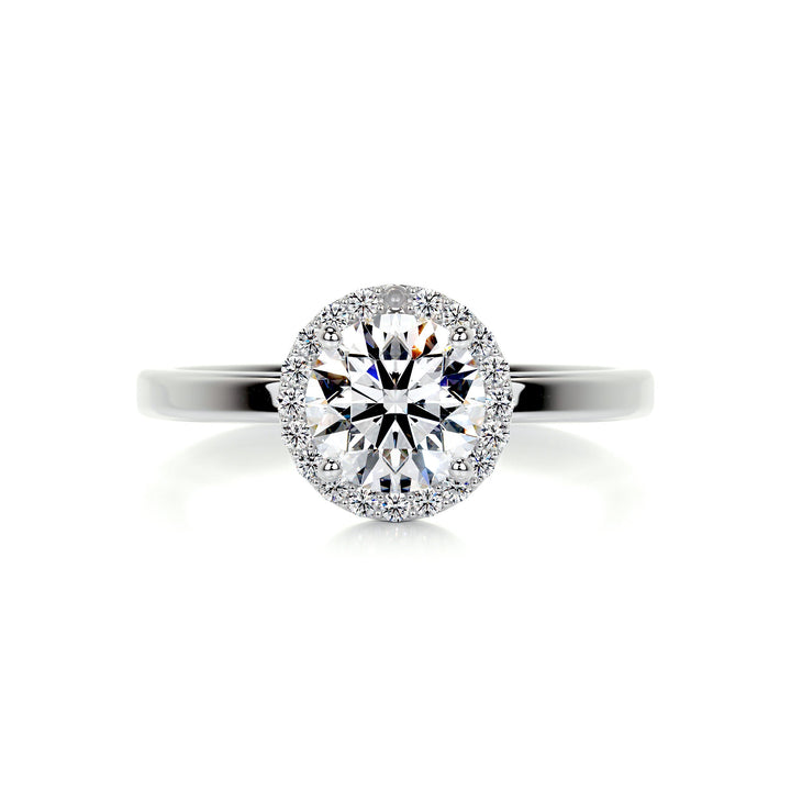 The Ayla Moissanite & Diamonds Ring Moissanite 14K White 1 Carat Round#material_14k-white