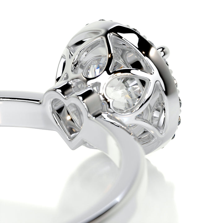 The Ayla Moissanite & Diamonds Ring Moissanite 14K White 2.5 Carat Round#material_14k-white