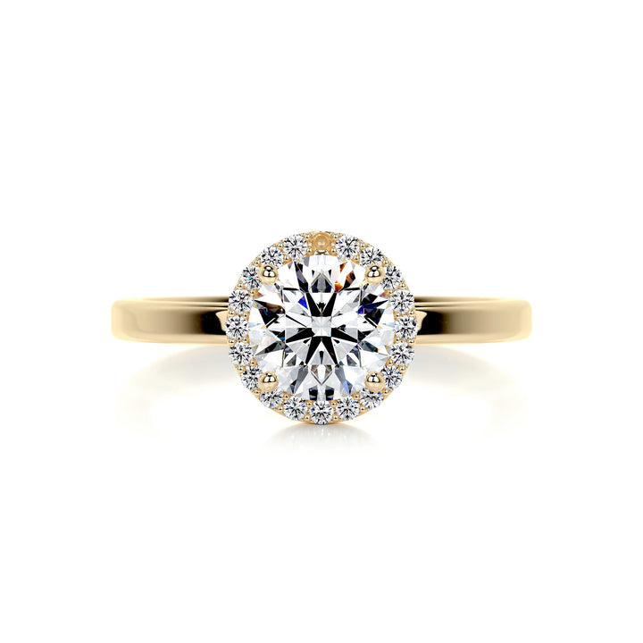 The Ayla Moissanite & Diamonds Ring Moissanite 18K Gold 1 Carat Round#material_18k-gold