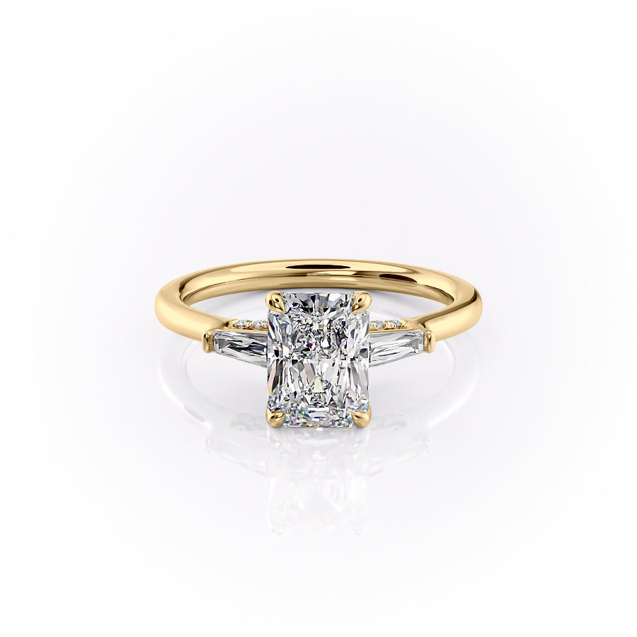 The Baguettes Macy Set With A Radiant Three Stone Lab Diamond 1 Carat 14K Gold#material_14k-gold