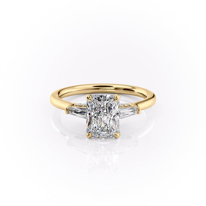 The Baguettes Macy Set With A Radiant Three Stone Lab Diamond 1 Carat 14K Gold#material_14k-gold