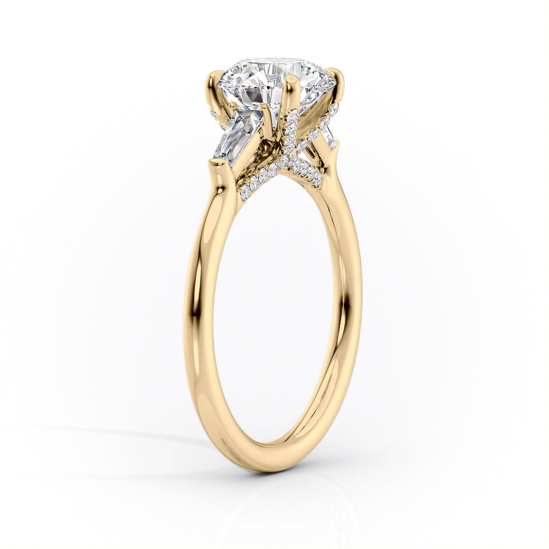The Baguettes Macy Set With A Radiant Three Stone Lab Diamond 1.5 Carat 14K Gold#material_14k-gold