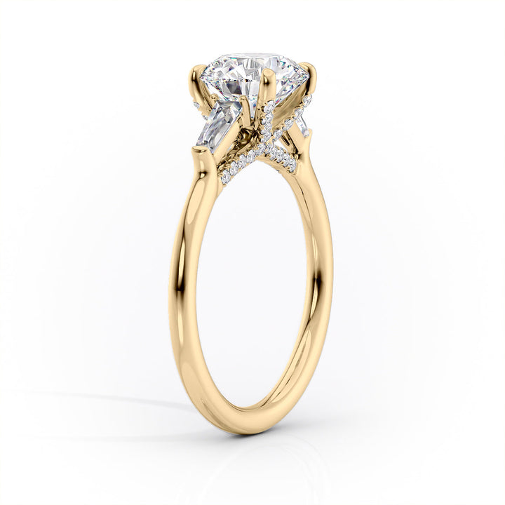 The Baguettes Macy Set With A Radiant Three Stone Lab Diamond 1.5 Carat 14K Gold#material_14k-gold