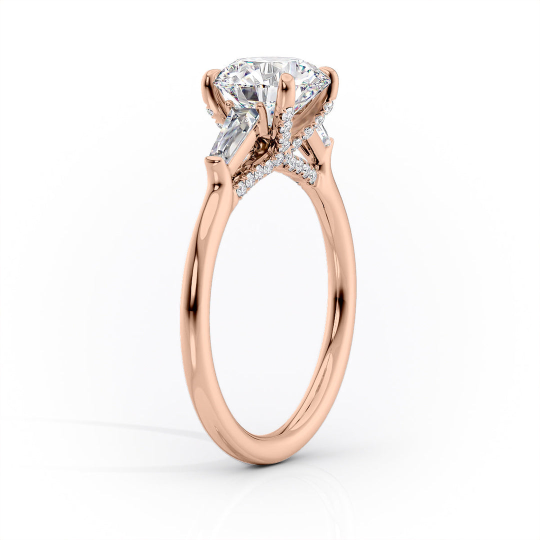 The Baguettes Macy Set With A Radiant Three Stone Lab Diamond 1.5 Carat 14K Rose#material_14k-rose