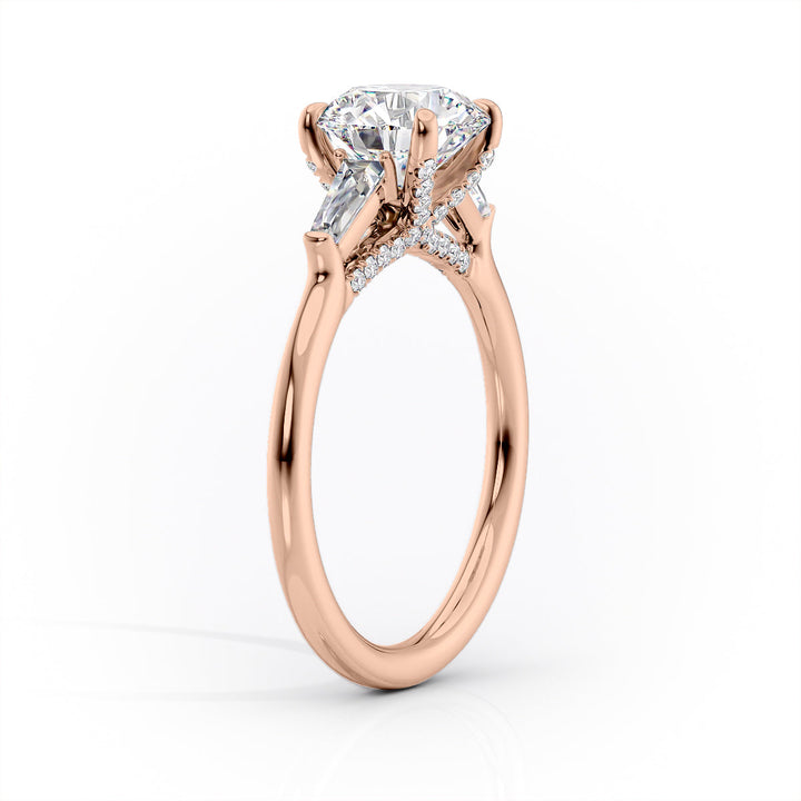 The Baguettes Macy Set With A Radiant Three Stone Lab Diamond 1.5 Carat 14K Rose#material_14k-rose