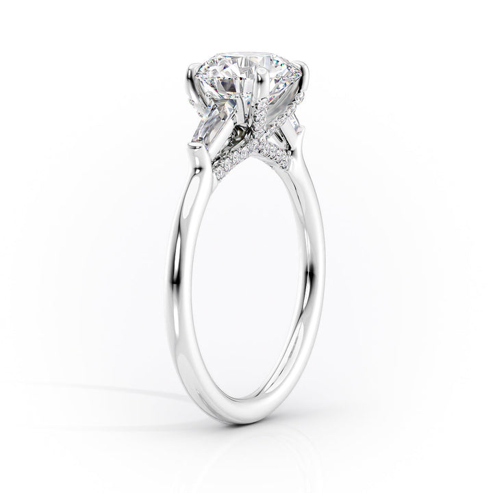 The Baguettes Macy Set With A Radiant Three Stone Lab Diamond 1.5 Carat 14K White#material_14k-white