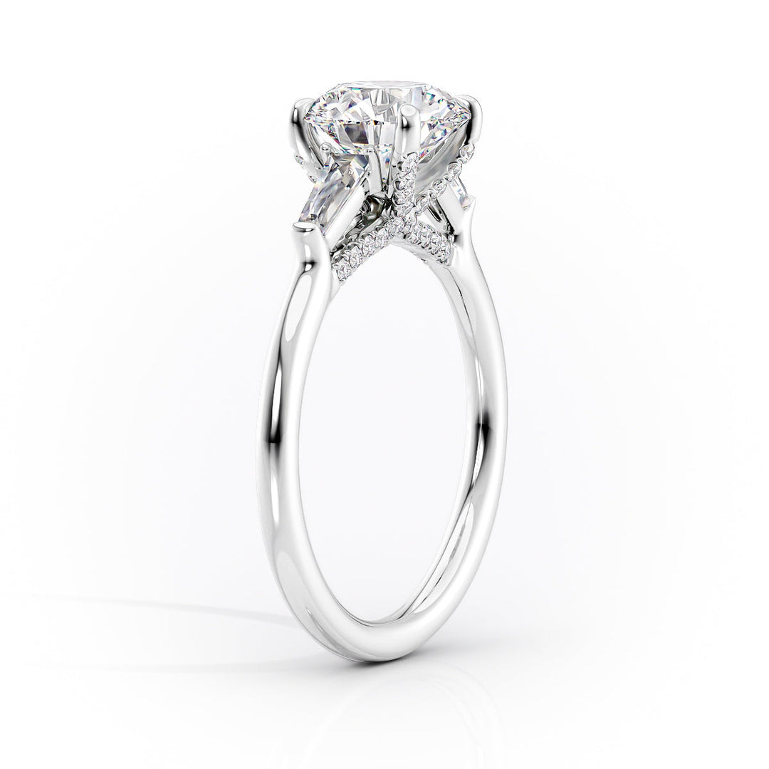 The Baguettes Macy Set With A Radiant Three Stone Lab Diamond 1.5 Carat 18K White#material_18k-white