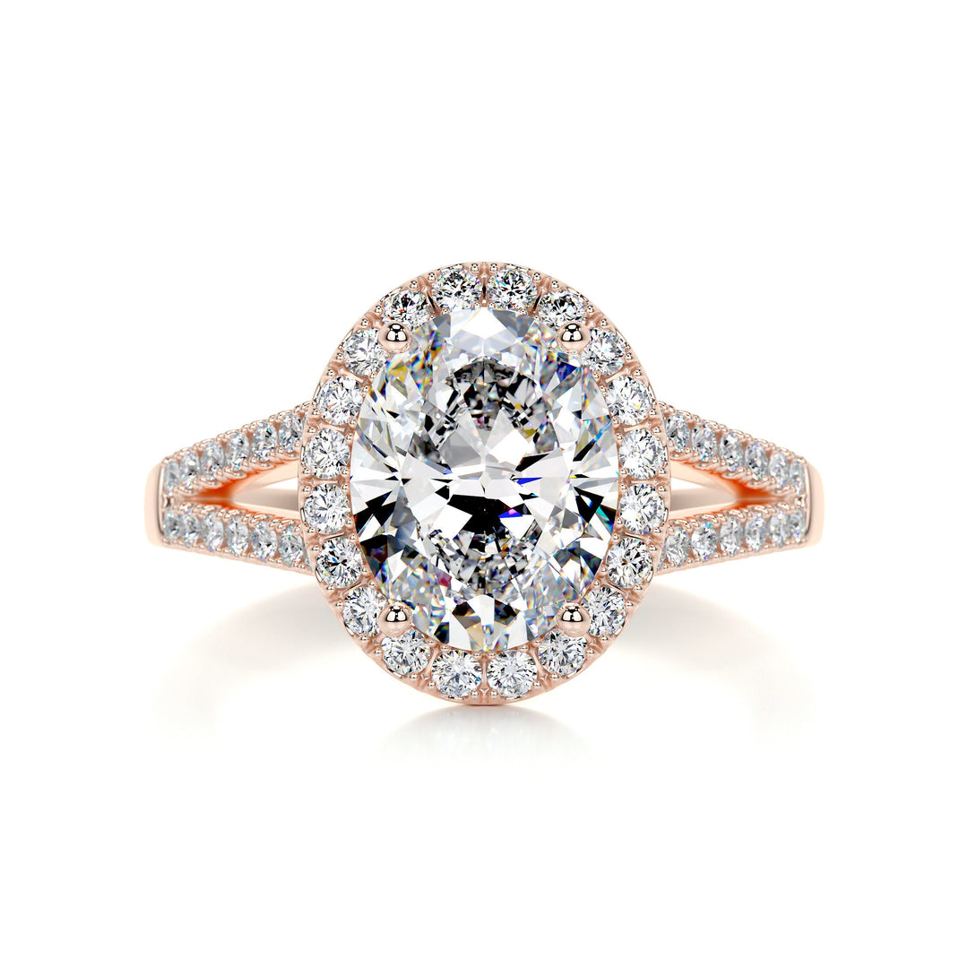 The Beckett Moissanite & Diamonds Ring Moissanite 14K Rose 1 Carat Round#material_14k-rose