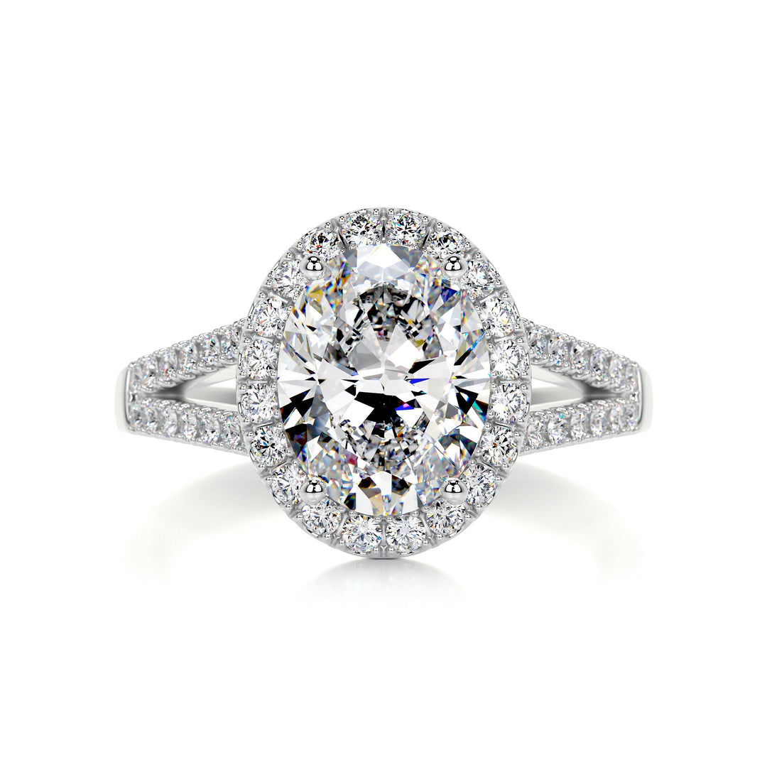 The Beckett Moissanite & Diamonds Ring Moissanite 14K White 1 Carat Round#material_14k-white