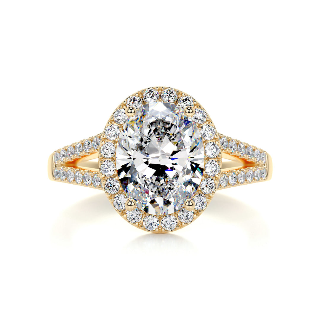 The Beckett Moissanite & Diamonds Ring Moissanite 18K Gold 1 Carat Round#material_18k-gold