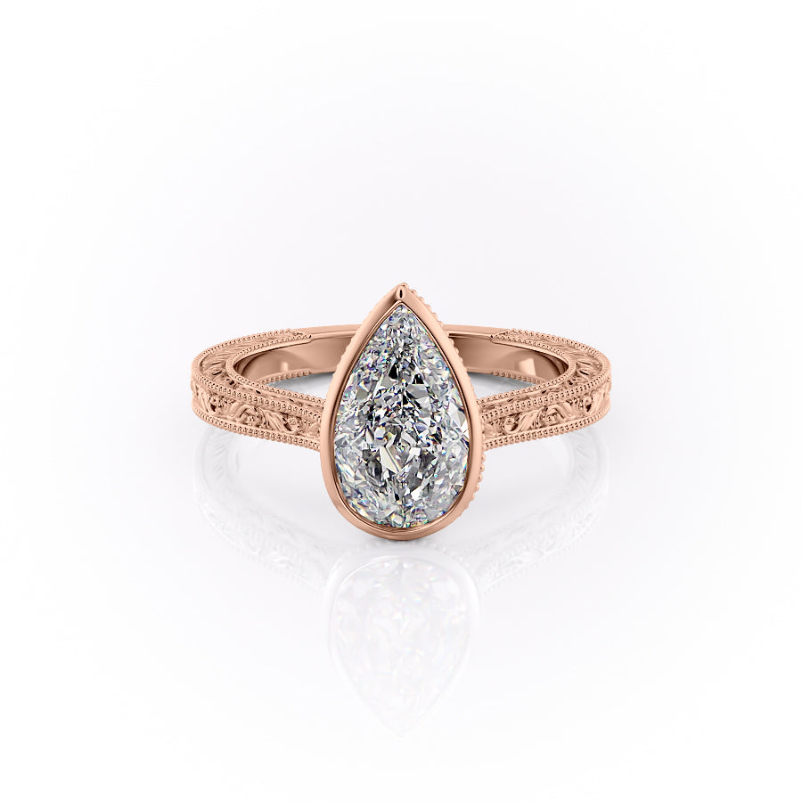 The Bezel Skye Set With A Pear Lab Diamond-L'Amour Brilliance #material_rose