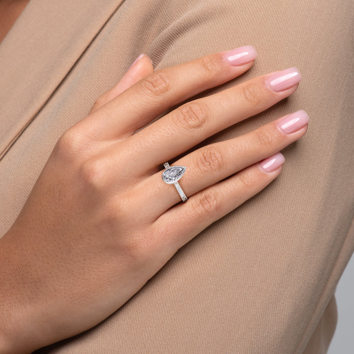 The Bezel Skye Set With A Pear Lab Diamond#material_white