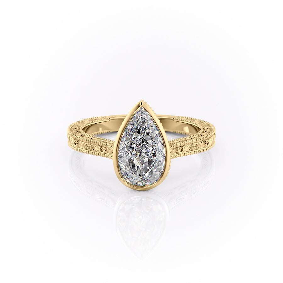 The Bezel Skye Set With A Pear Lab Diamond-L'Amour Brilliance #material_gold