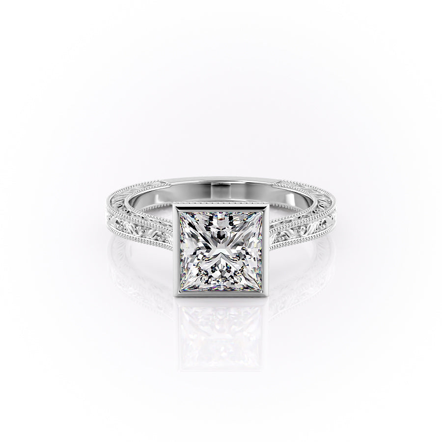 The Bezel Skye Set With A Princess Lab Diamond-L'Amour Brilliance #material_white