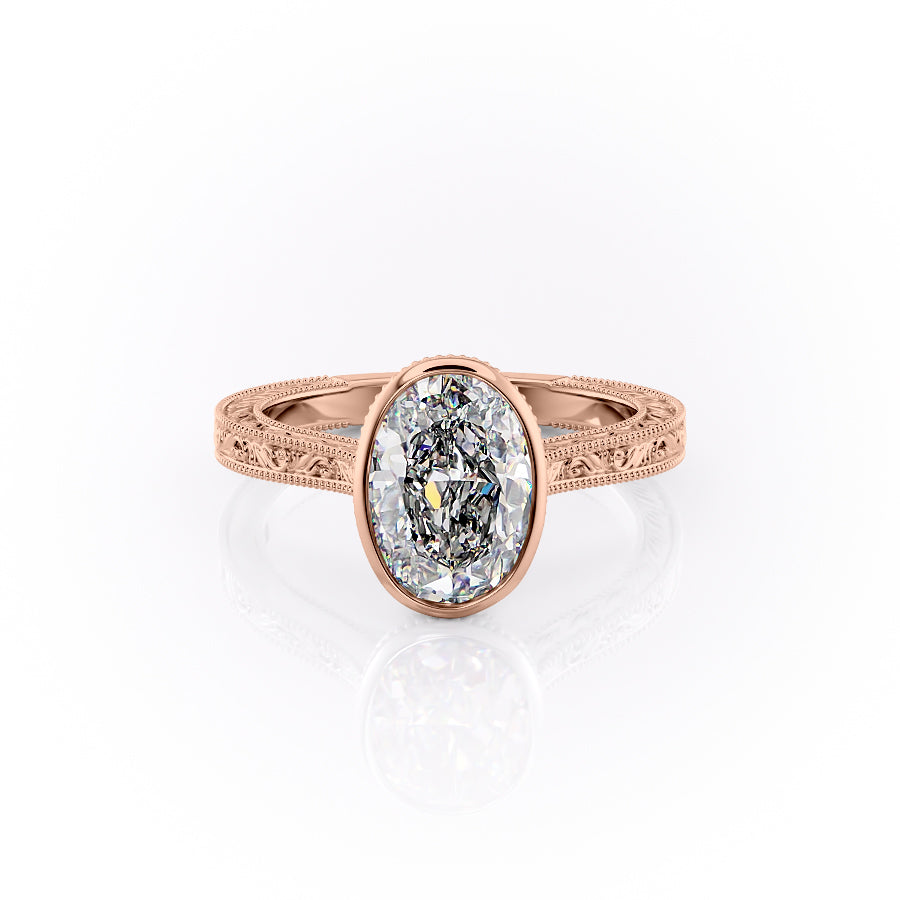 The Bezel Skye Set With An Oval Lab Diamond-L'Amour Brilliance #material_rose