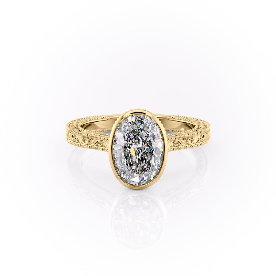 The Bezel Skye Set With An Oval Lab Diamond-L'Amour Brilliance #material_gold