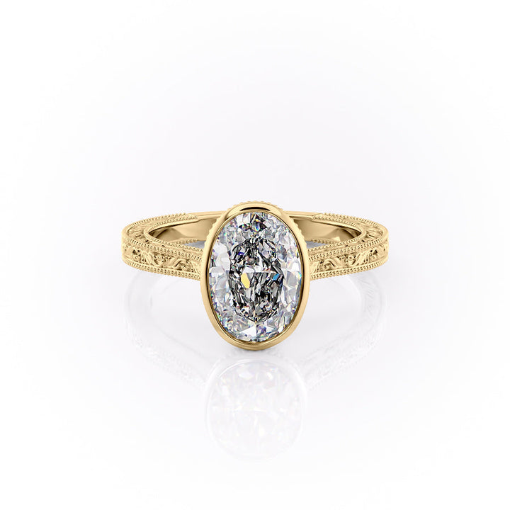 The Bezel Skye Set With An Oval Lab Diamond-L'Amour Brilliance #material_gold