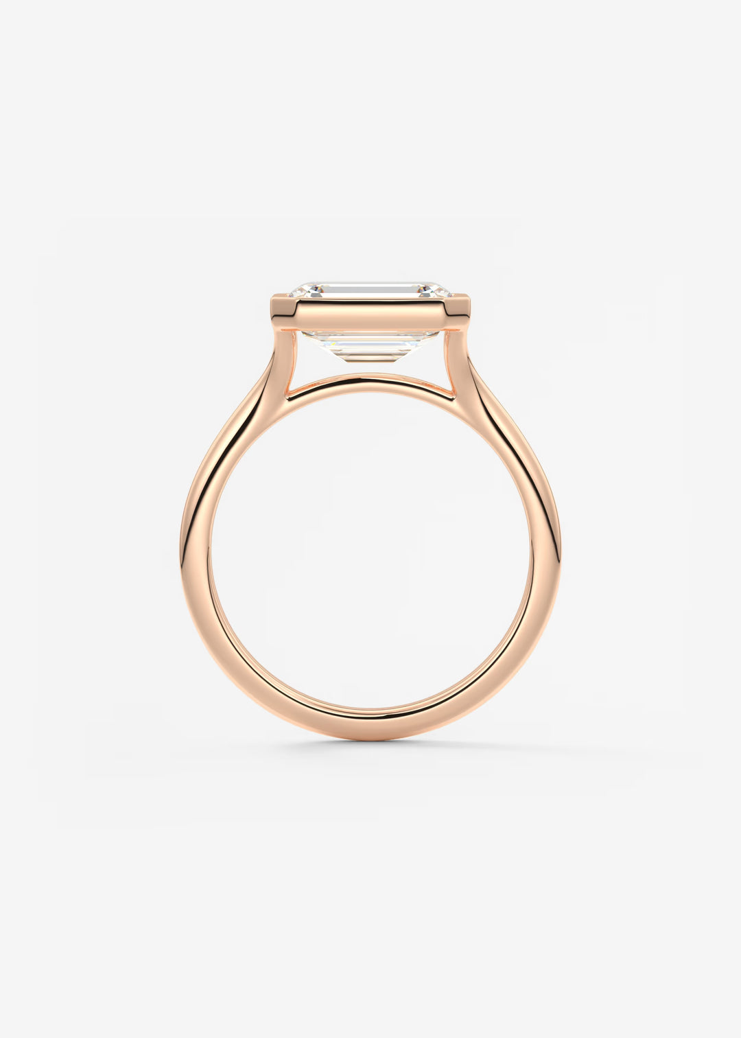 The Blanche Horizon Modern East West Emerald Cut Bezel Set Engagement Ring#material_rose