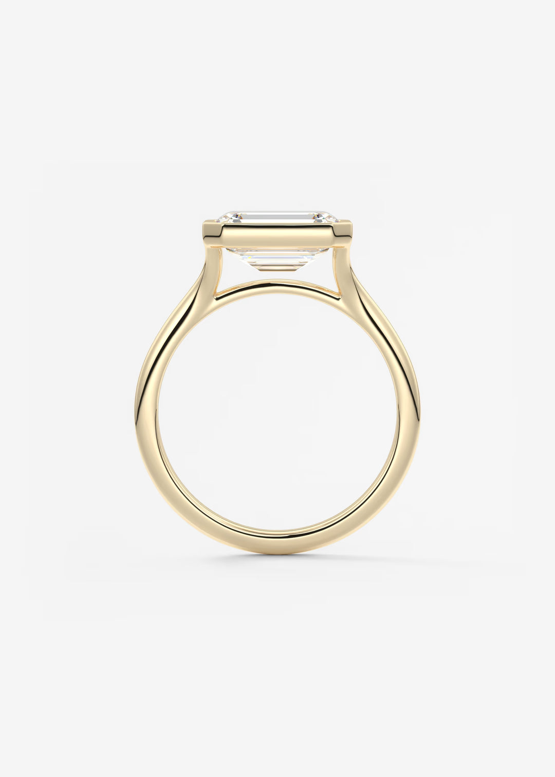 The Blanche Horizon Modern East West Emerald Cut Bezel Set Engagement Ring#material_gold