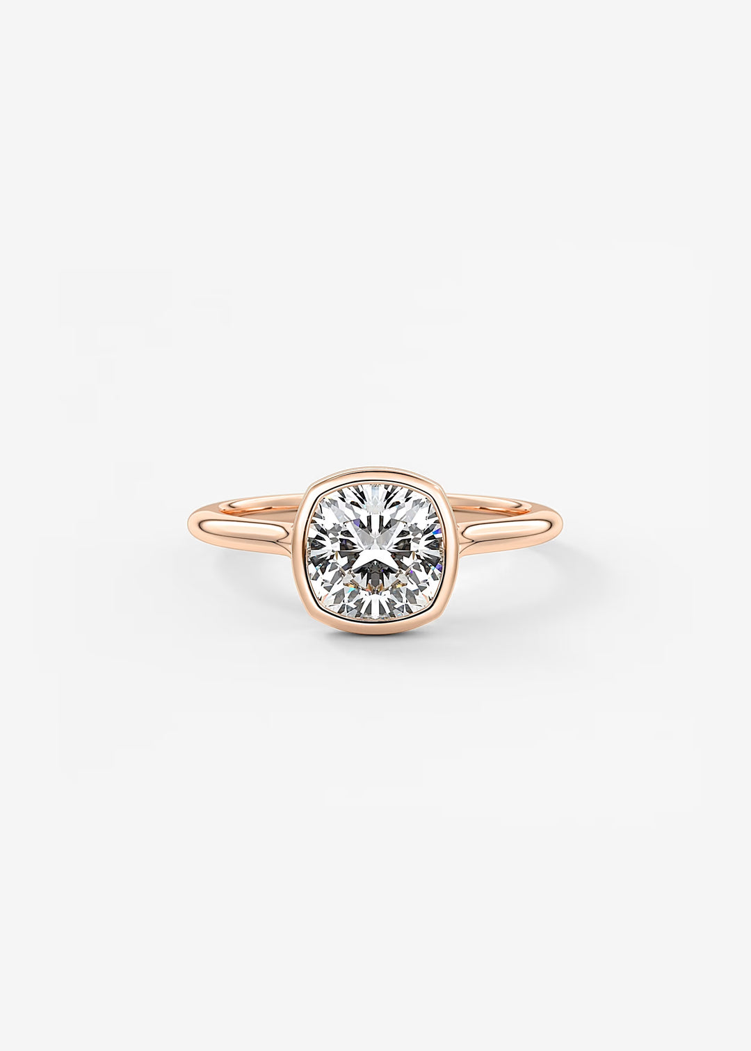 The Blanche Modern Cushion Cut Bezel Set Engagement Ring#material_rose