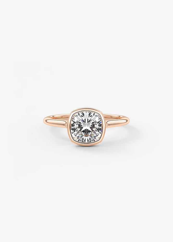The Blanche Modern Cushion Cut Bezel Set Engagement Ring#material_rose