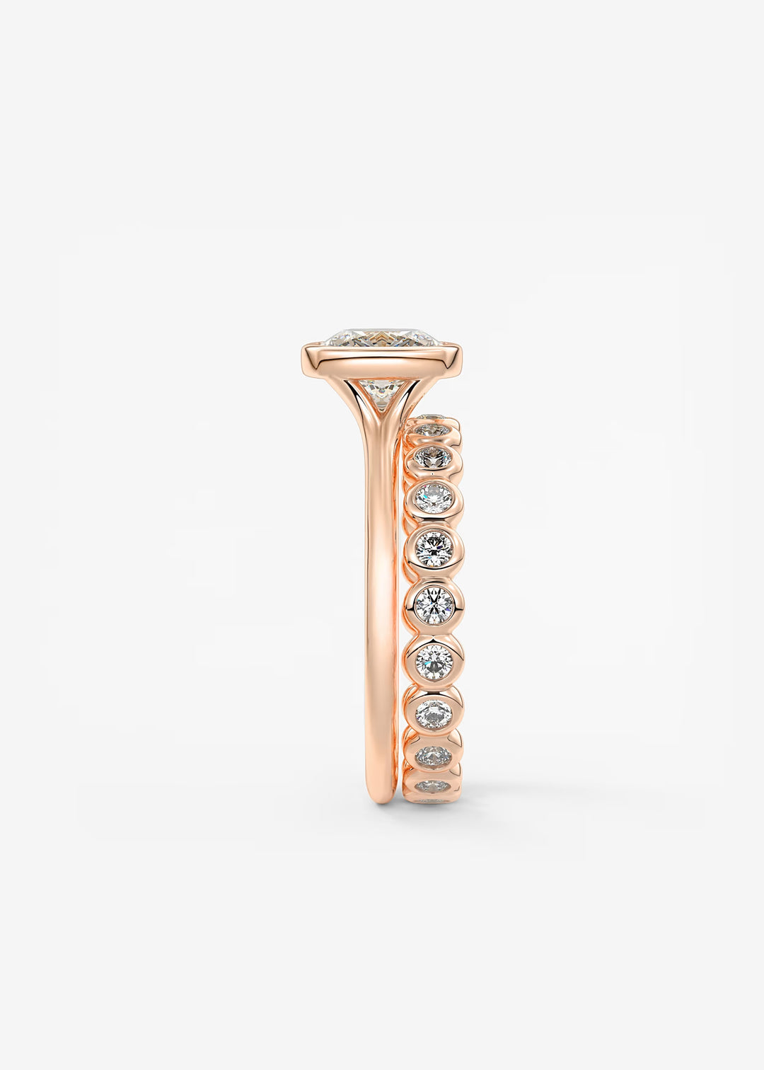 The Blanche Modern Cushion Cut Bezel Set Engagement Ring#material_white