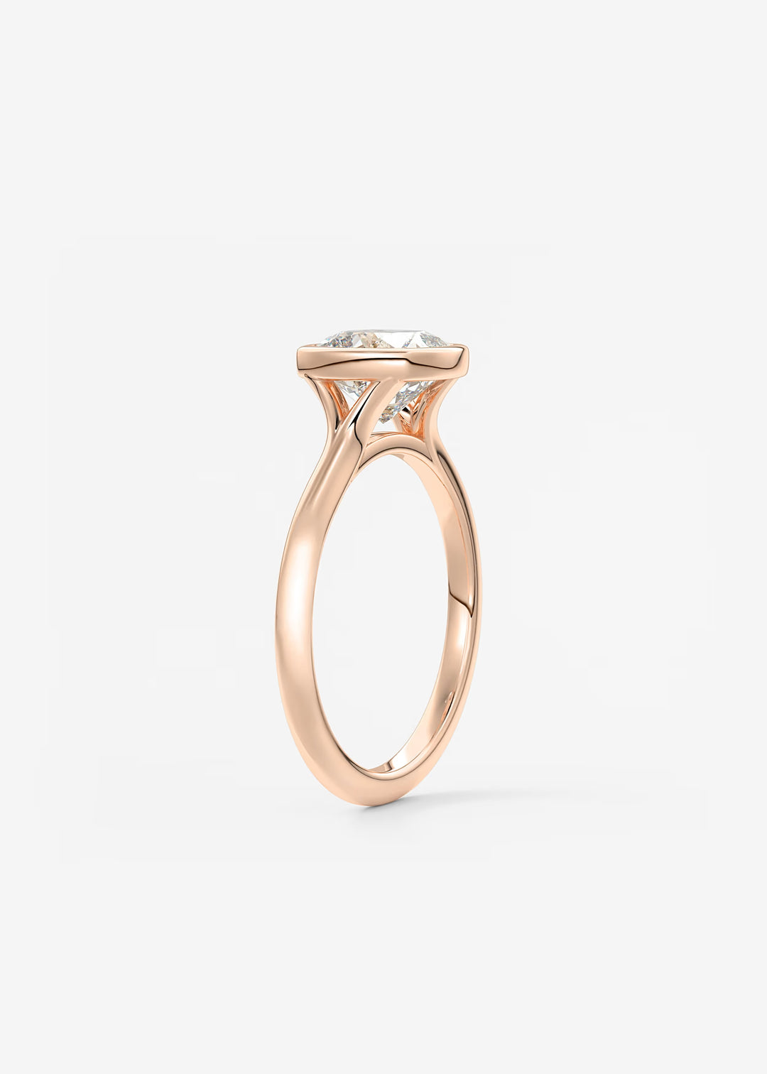 The Blanche Modern Cushion Cut Bezel Set Engagement Ring#material_white