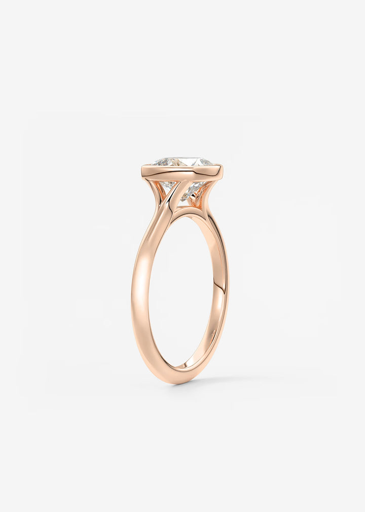The Blanche Modern Cushion Cut Bezel Set Engagement Ring#material_white
