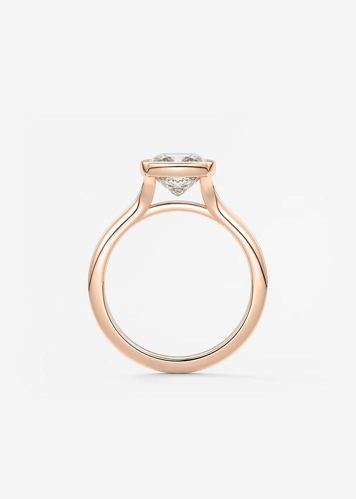 The Blanche Modern Cushion Cut Bezel Set Engagement Ring#material_white