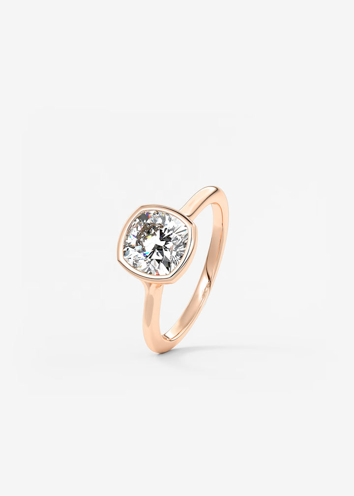 The Blanche Modern Cushion Cut Bezel Set Engagement Ring#material_white
