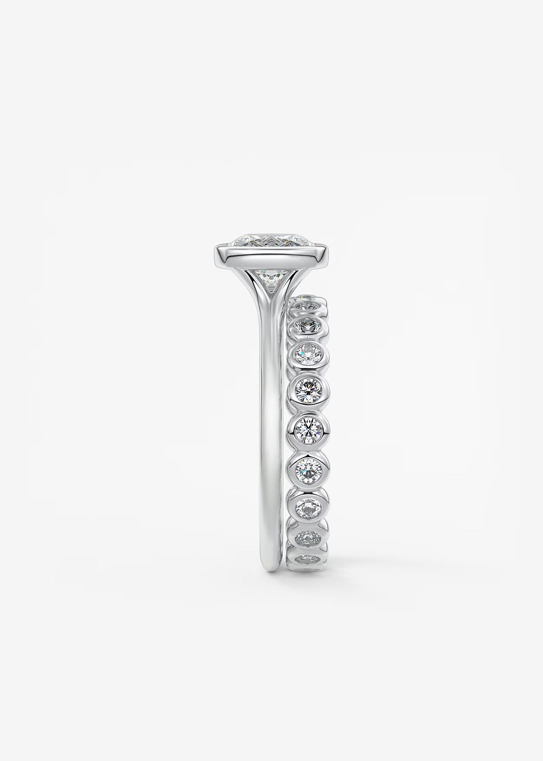 The Blanche Modern Cushion Cut Bezel Set Engagement Ring#material_white