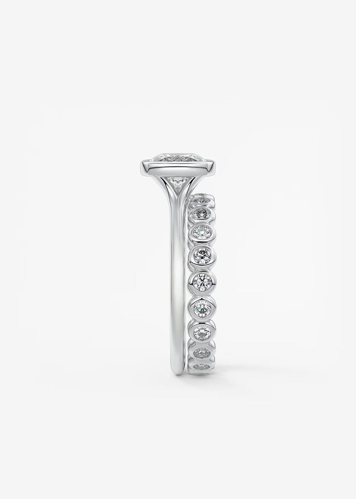 The Blanche Modern Cushion Cut Bezel Set Engagement Ring#material_white
