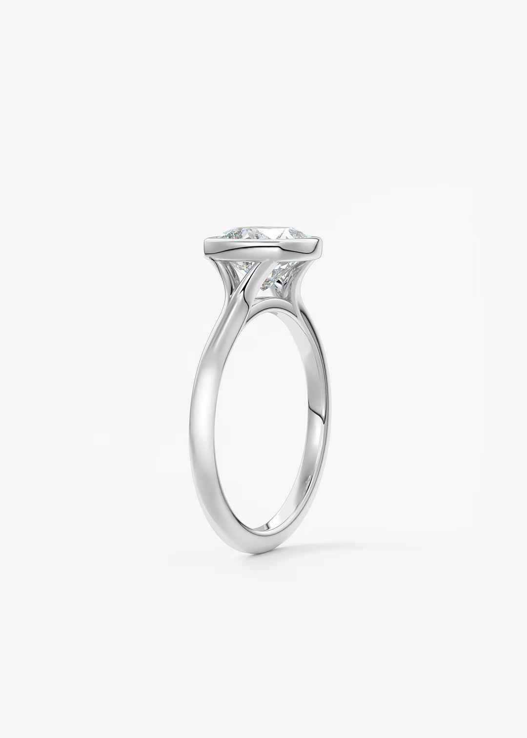 The Blanche Modern Cushion Cut Bezel Set Engagement Ring#material_white