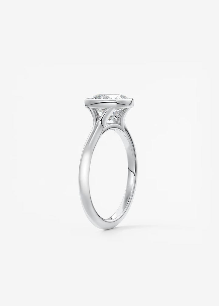 The Blanche Modern Cushion Cut Bezel Set Engagement Ring#material_white