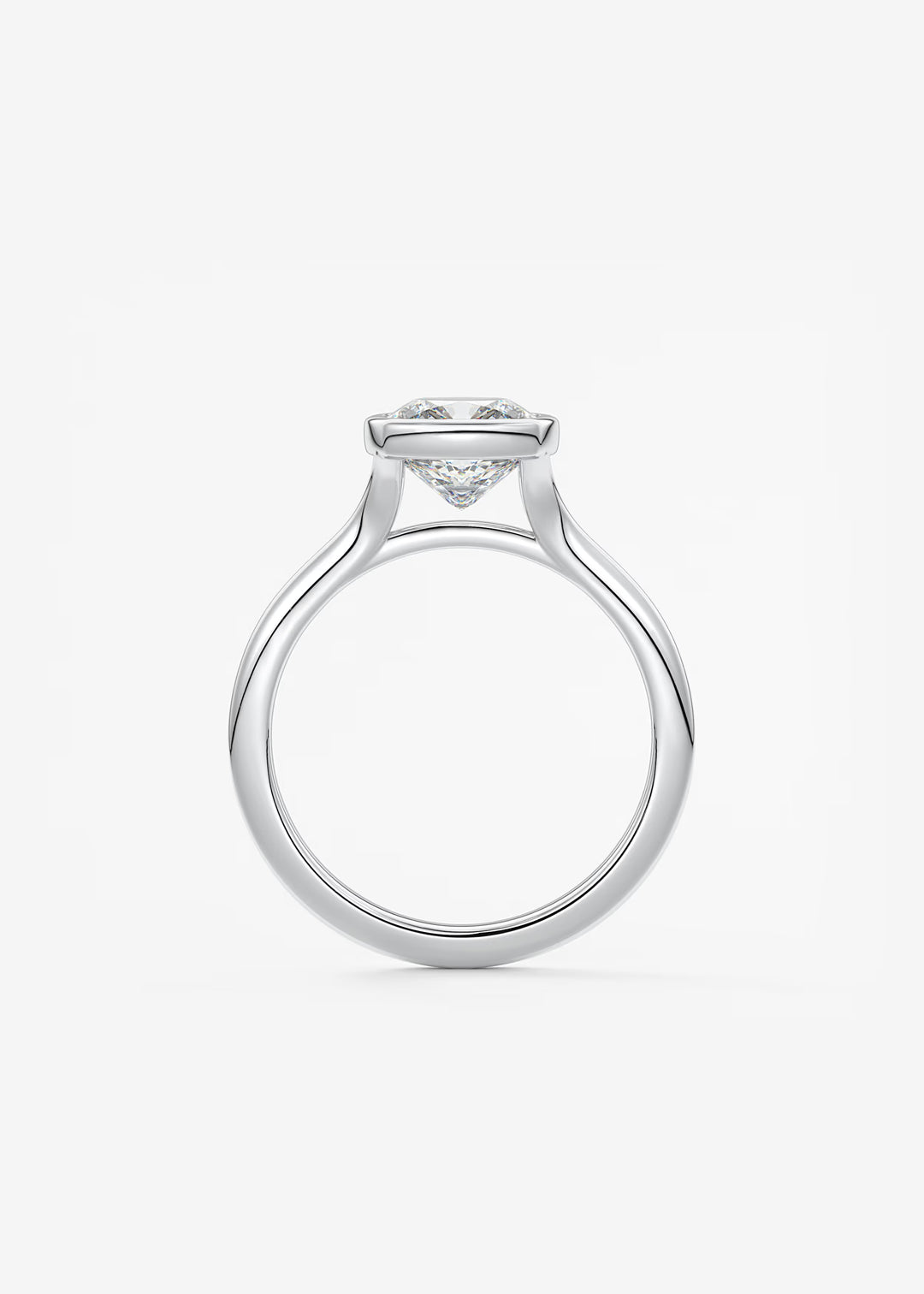 The Blanche Modern Cushion Cut Bezel Set Engagement Ring#material_white