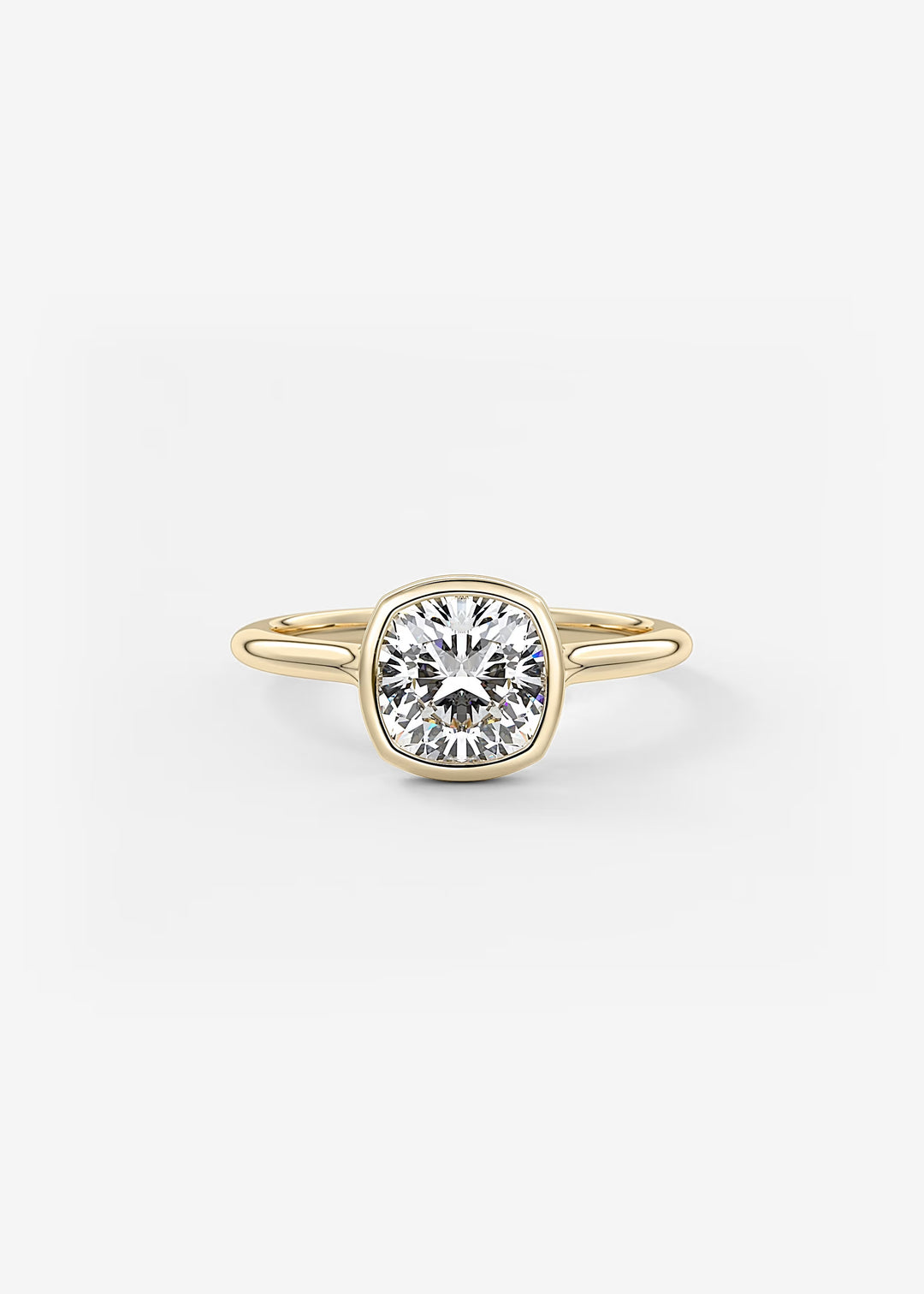 The Blanche Modern Cushion Cut Bezel Set Engagement Ring#material_gold