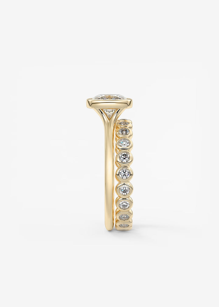 The Blanche Modern Cushion Cut Bezel Set Engagement Ring#material_white