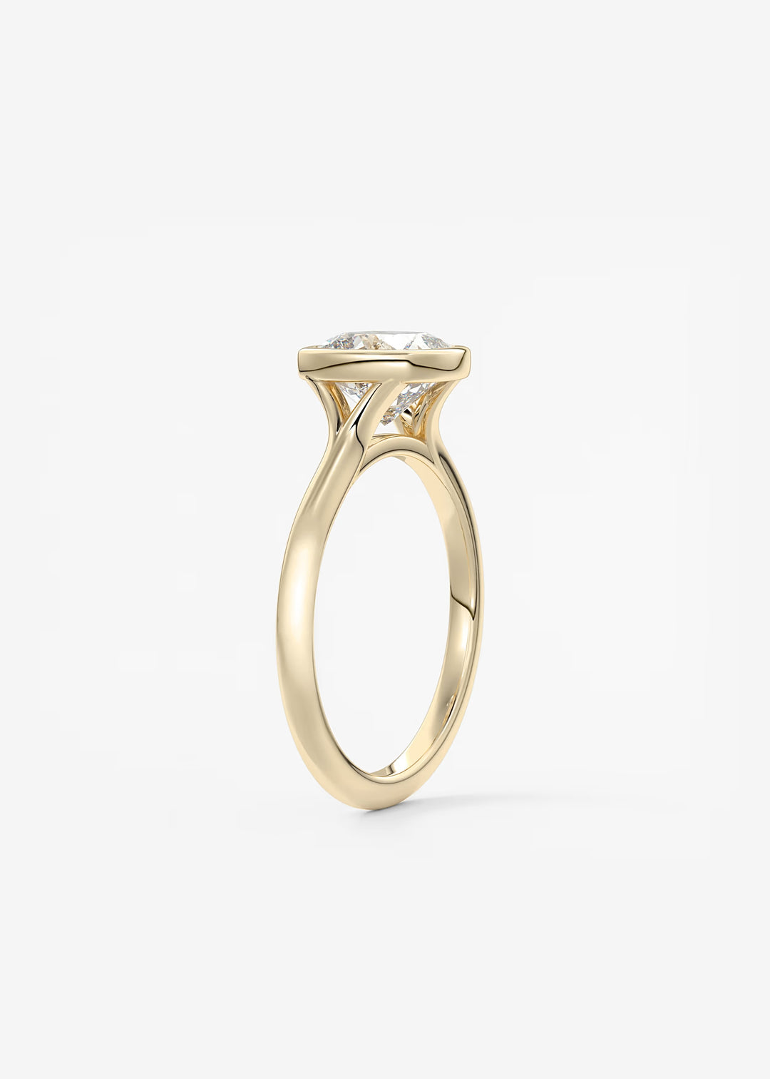 The Blanche Modern Cushion Cut Bezel Set Engagement Ring#material_white
