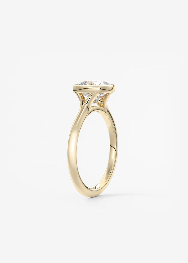 The Blanche Modern Cushion Cut Bezel Set Engagement Ring#material_white