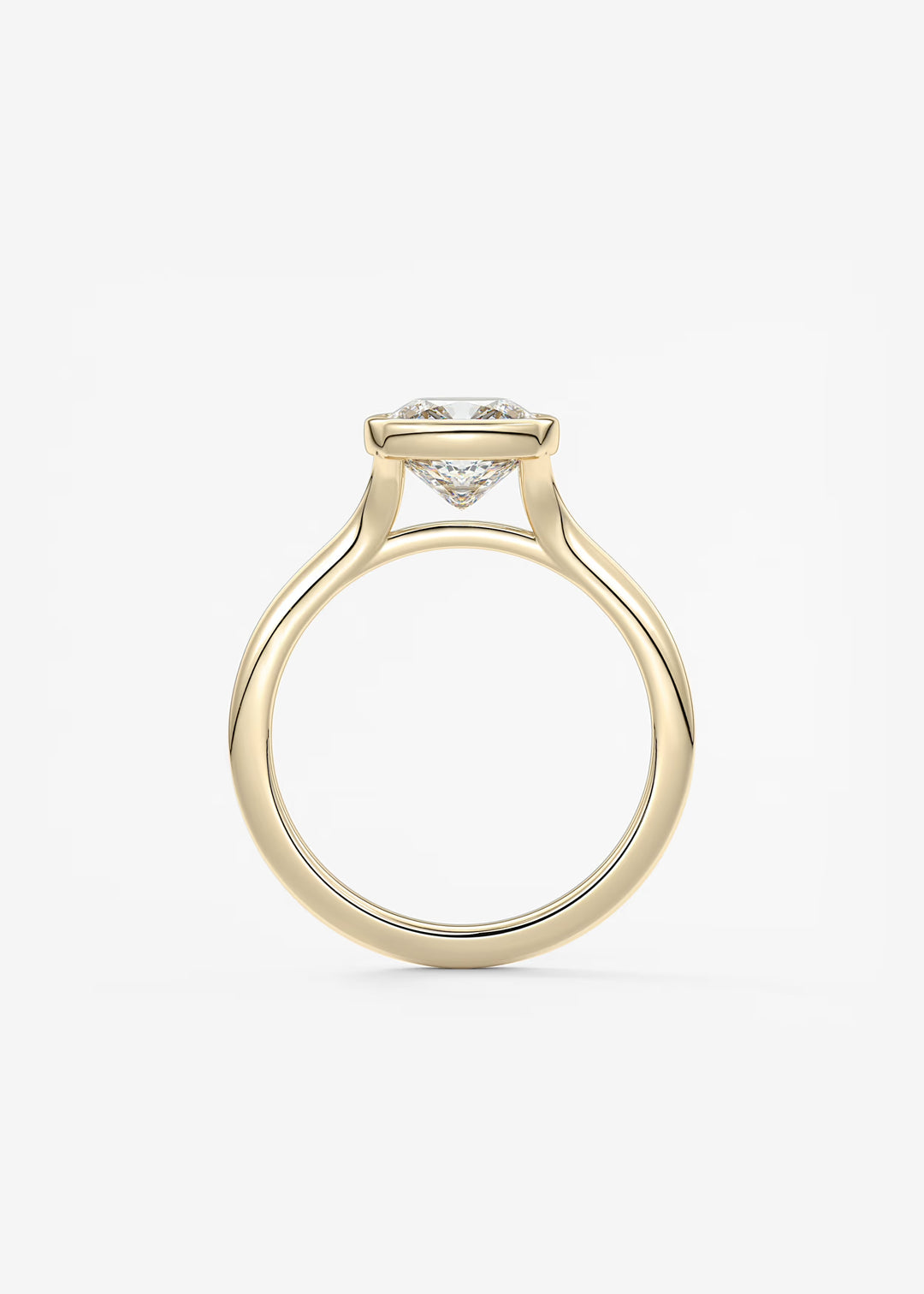 The Blanche Modern Cushion Cut Bezel Set Engagement Ring#material_white