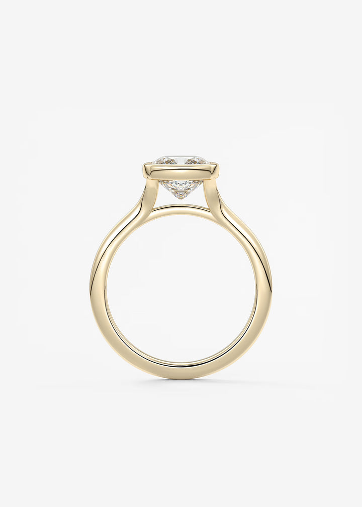 The Blanche Modern Cushion Cut Bezel Set Engagement Ring#material_white