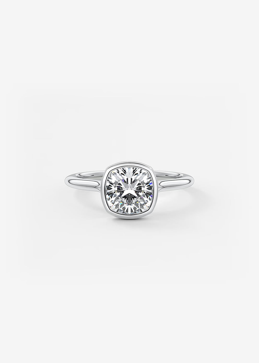 The Blanche Modern Cushion Cut Bezel Set Engagement Ring#material_white