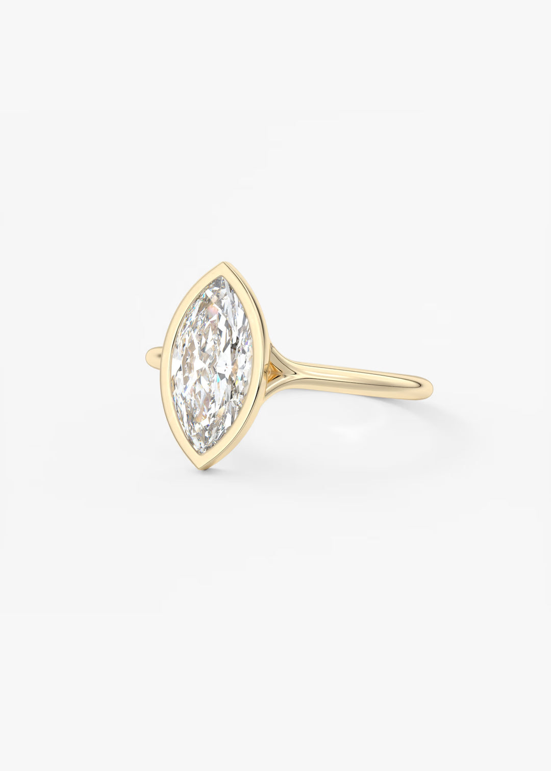 The Blanche Modern Marquise Cut Bezel Set Engagement Ring#material_gold