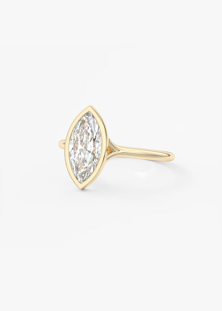 The Blanche Modern Marquise Cut Bezel Set Engagement Ring#material_gold