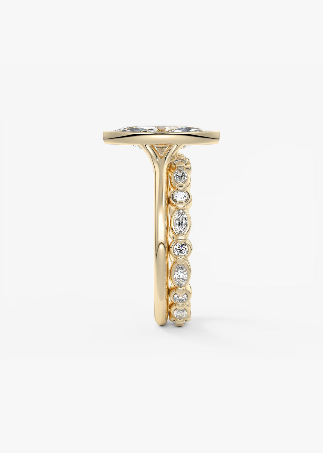 The Blanche Modern Marquise Cut Bezel Set Engagement Ring#material_gold