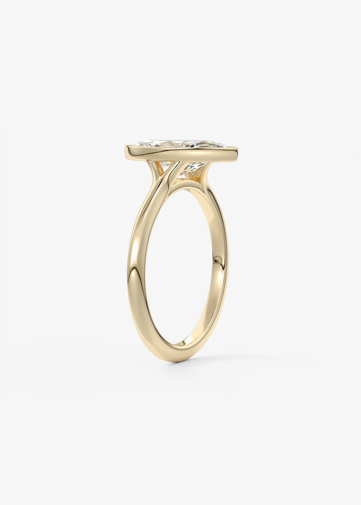 The Blanche Modern Marquise Cut Bezel Set Engagement Ring#material_gold